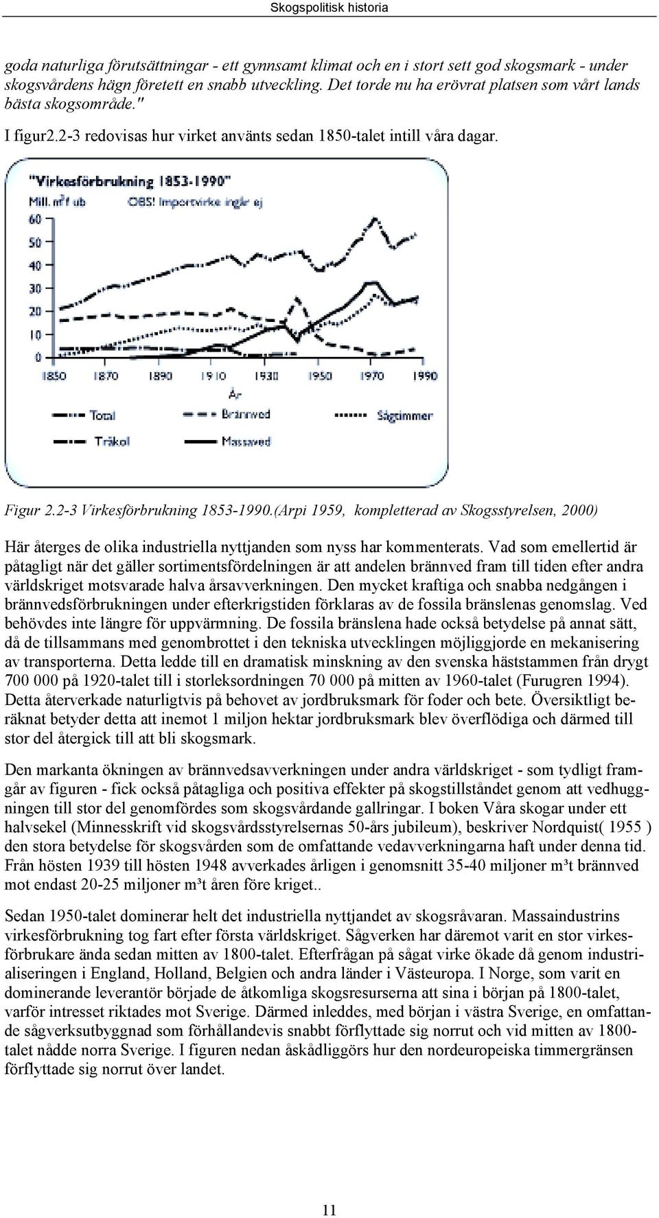 (Arpi 1959, kompletterad av Skogsstyrelsen, 2000) Här återges de olika industriella nyttjanden som nyss har kommenterats.