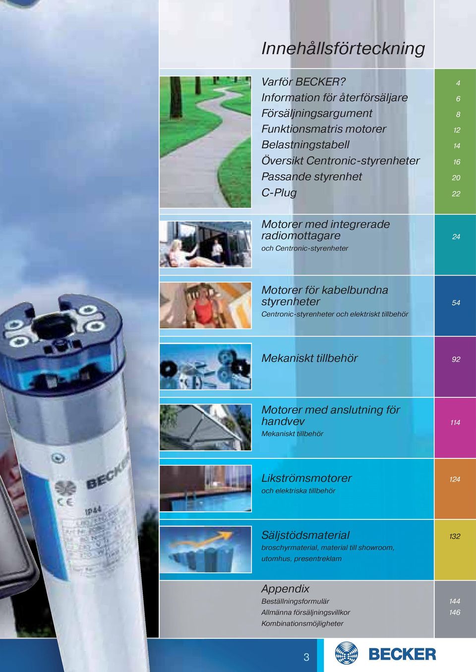 C-Plug 22 Motorer med integrerade radiomottagare 24 och Centronic-styrenheter Motorer för kabelbundna styrenheter 54 Centronic-styrenheter och elektriskt tillbehör