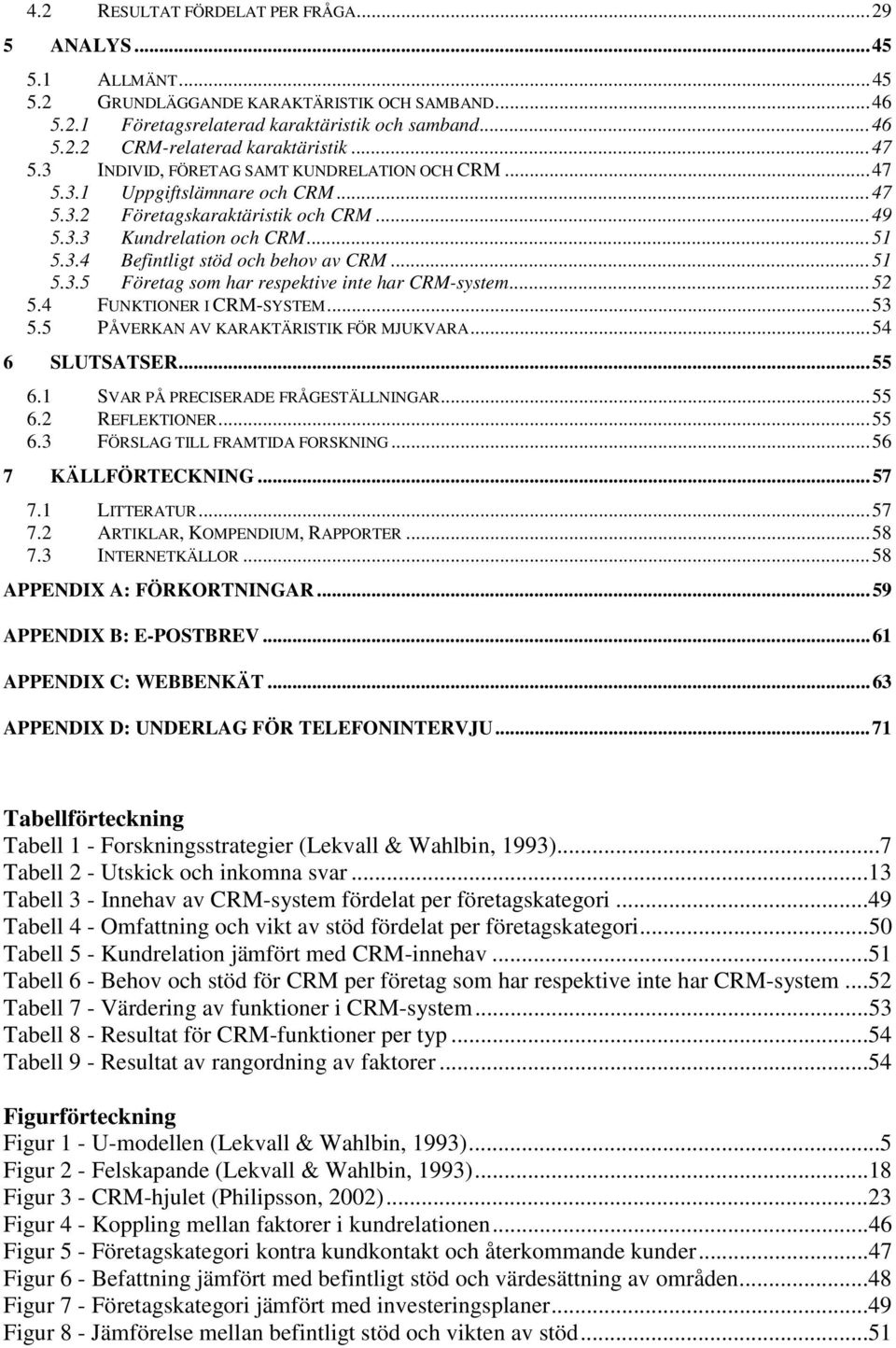 ..51 5.3.5 Företag som har respektive inte har CRM-system...52 5.4 FUNKTIONER I CRM-SYSTEM...53 5.5 PÅVERKAN AV KARAKTÄRISTIK FÖR MJUKVARA...54 6 SLUTSATSER...55 6.