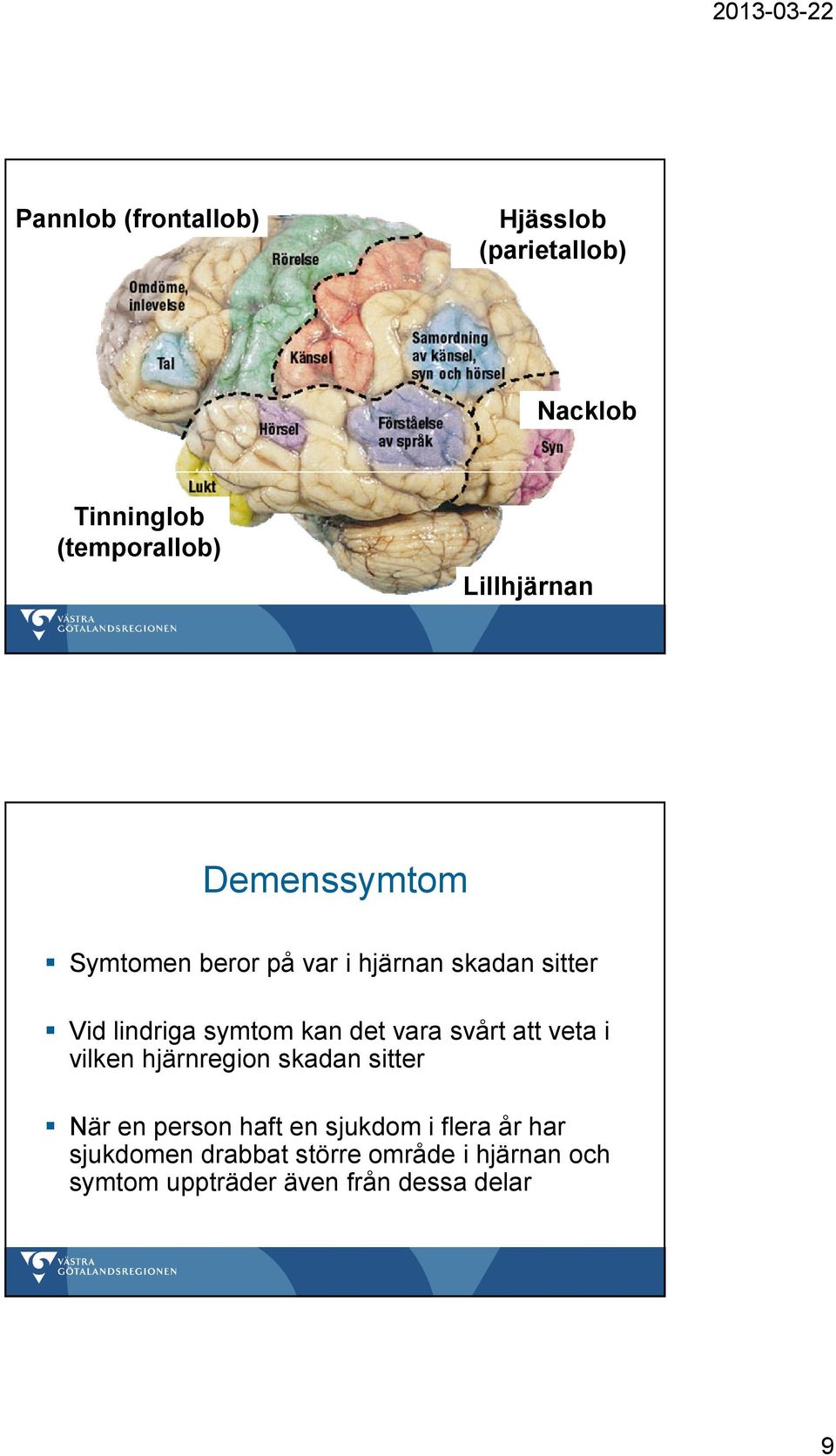 vara svårt att veta i vilken hjärnregion skadan sitter När en person haft en sjukdom i