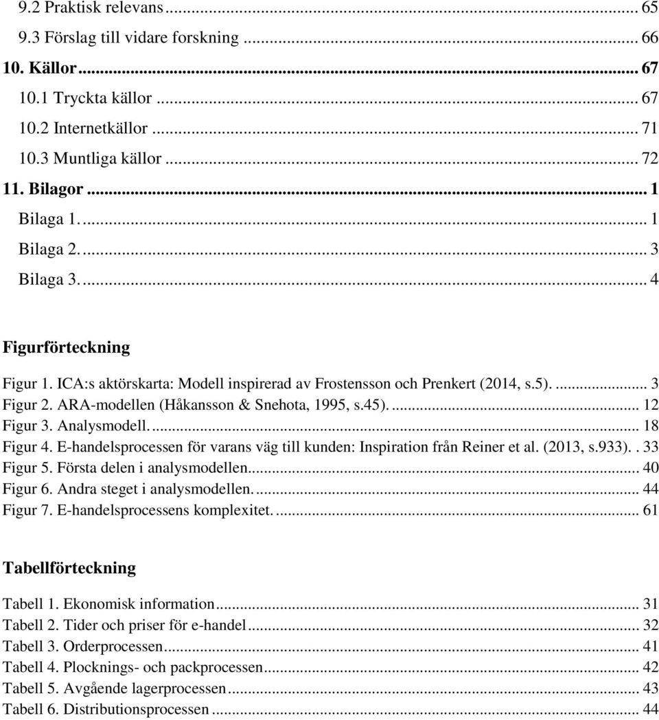 45).... 12 Figur 3. Analysmodell.... 18 Figur 4. E-handelsprocessen för varans väg till kunden: Inspiration från Reiner et al. (2013, s.933).. 33 Figur 5. Första delen i analysmodellen... 40 Figur 6.