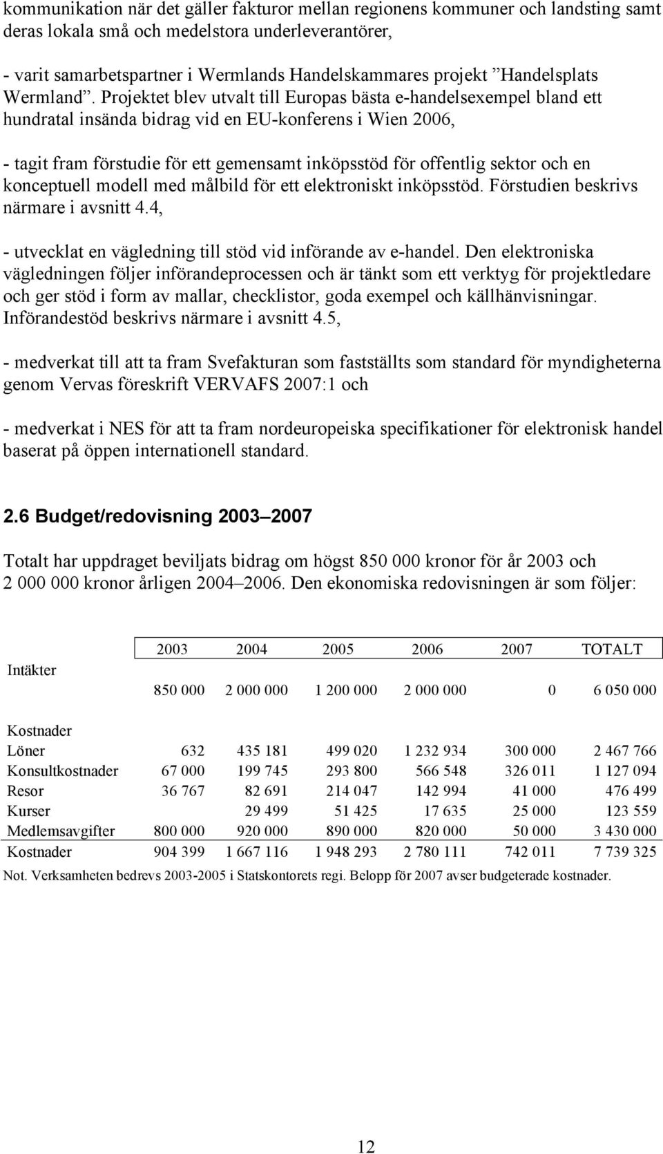 Projektet blev utvalt till Europas bästa e-handelsexempel bland ett hundratal insända bidrag vid en EU-konferens i Wien 2006, - tagit fram förstudie för ett gemensamt inköpsstöd för offentlig sektor