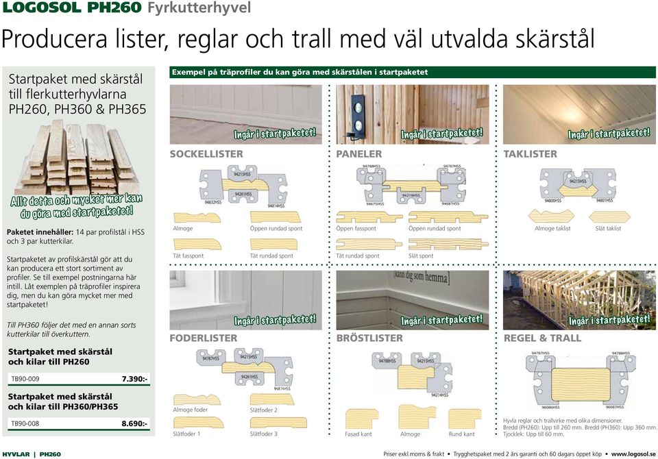 Paketet innehåller: 14 par profilstål i HSS och 3 par kutterkilar.