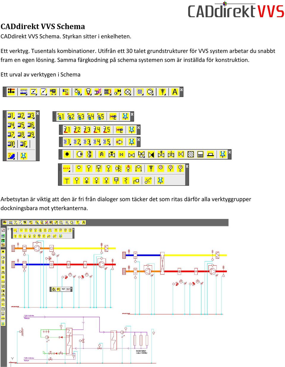 Samma färgkodning på schema systemen som är inställda för konstruktion.