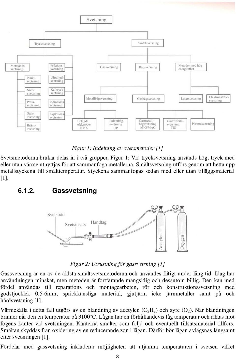 Gassvetsning Figur 2: Utrustning för gassvetsning [1] Gassvetsning är en av de äldsta smältsvetsmetoderna och användes flitigt under lång tid.