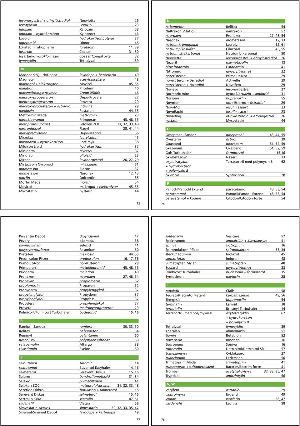 elektrolyter Movicol 45, 55 malation Prioderm 40 matsmältningsenzymer Creon 25000 46 medroxyprogesteron Depo-Provera 27 medroxyprogesteron Provera 29 medroxyprogesteron + östradiol Indivina 29