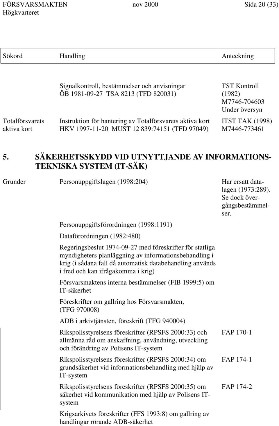 SÄKERHETSSKYDD VID UTNYTTJANDE AV INFORMATIONS- TEKNISKA SYSTEM (IT-SÄK) Grunder Personuppgiftslagen (1998:204) Har ersatt datalagen (1973:289). Se dock övergångsbestämmelser.