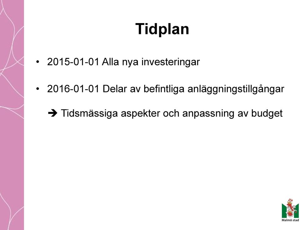 befintliga anläggningstillgångar