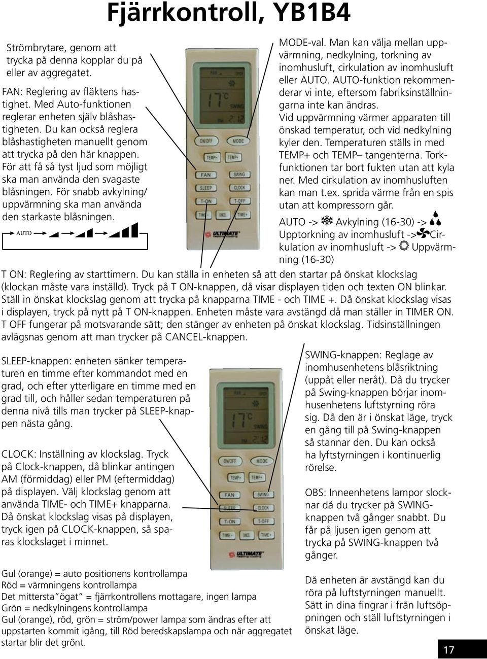 För snabb avkylning/ uppvärmning ska man använda den starkaste blåsningen.