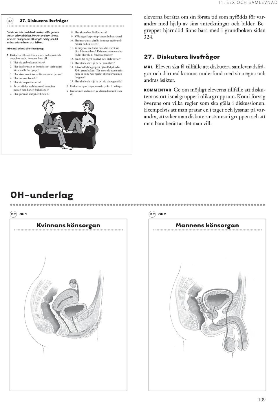 Hur stödjer man en kompis som varit utsatt för sexuella övergrepp? 3. Hur visar man intresse för en annan person? 4. Hur tar man kontakt? 5. Hur ska en partner vara? 6.