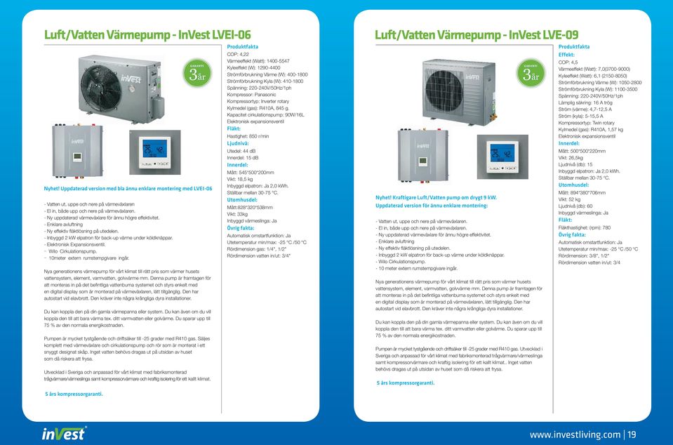 - Elektronisk Expansionsventil. - Wilo Cirkulationspump. - 10meter extern rumstempgivare ingår.