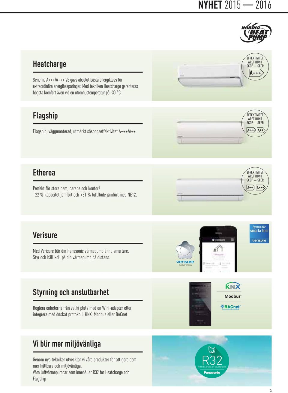EFFEKTIVITET ÅRET RUNT SCOP SEER A+++ A++ Etherea Perfekt för stora hem, garage och kontor! +22 % kapacitet jämfört och +31 % luftflöde jämfört med NE12.