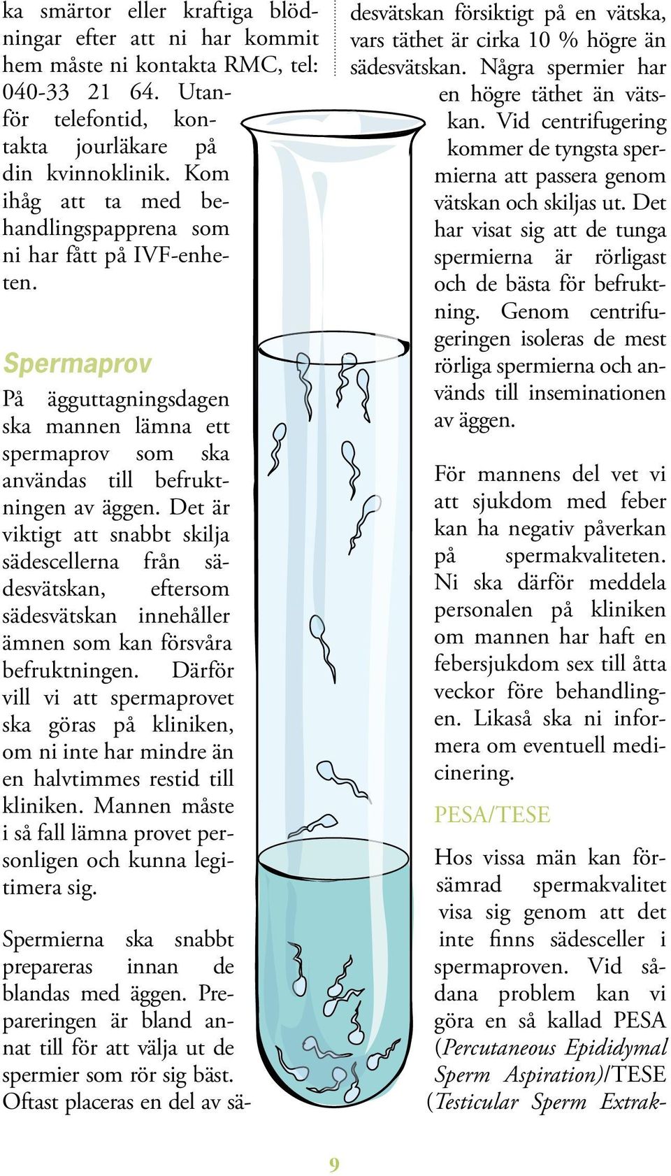 Det är viktigt att snabbt skilja sädescellerna från sädesvätskan, eftersom sädesvätskan innehåller ämnen som kan försvåra befruktningen.