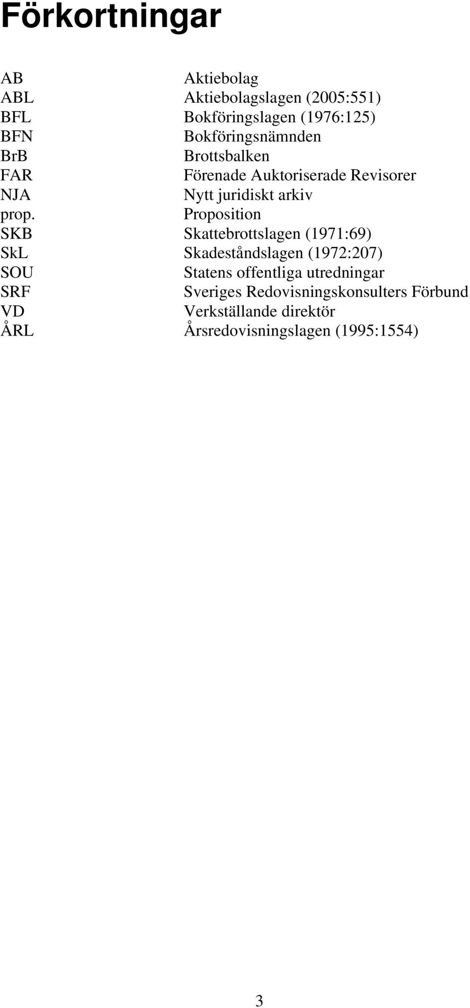 Proposition SKB Skattebrottslagen (1971:69) SkL Skadeståndslagen (1972:207) SOU Statens offentliga