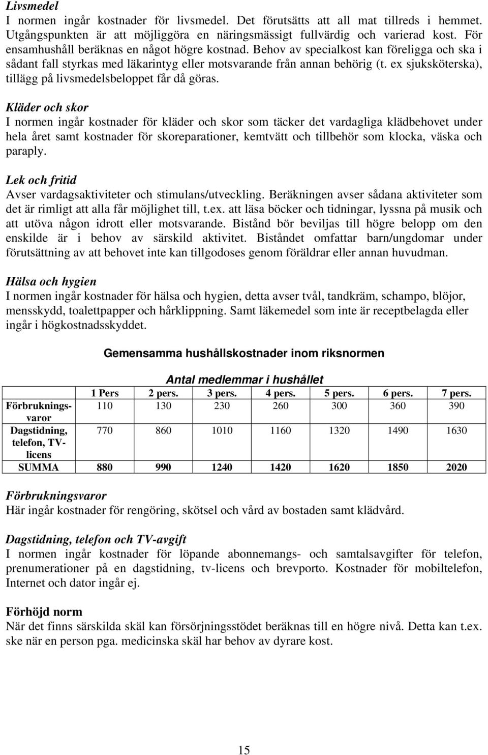 ex sjuksköterska), tillägg på livsmedelsbeloppet får då göras.