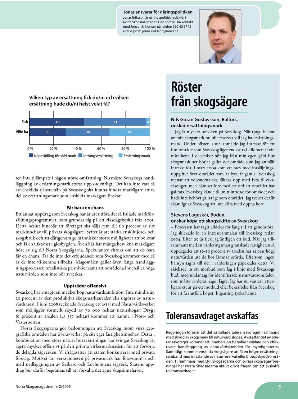 45 51 4 30 36 34 0 % 20 % 40 % 60 % 80 % 100 % Köpeskilling för såld mark Intrångsersättning Ersättningsmark ten inte tillämpats i någon större omfattning.