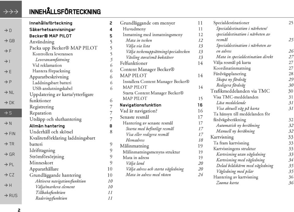 Reparation 7 Utsläpp och sluthantering 7 Allmän hantering 8 Underhåll och skötsel 8 Kvalitetsförklaring laddningsbart batteri 9 Idrifttagning 9 Strömförsörjning 9 Minneskort 9 Apparathållare 10