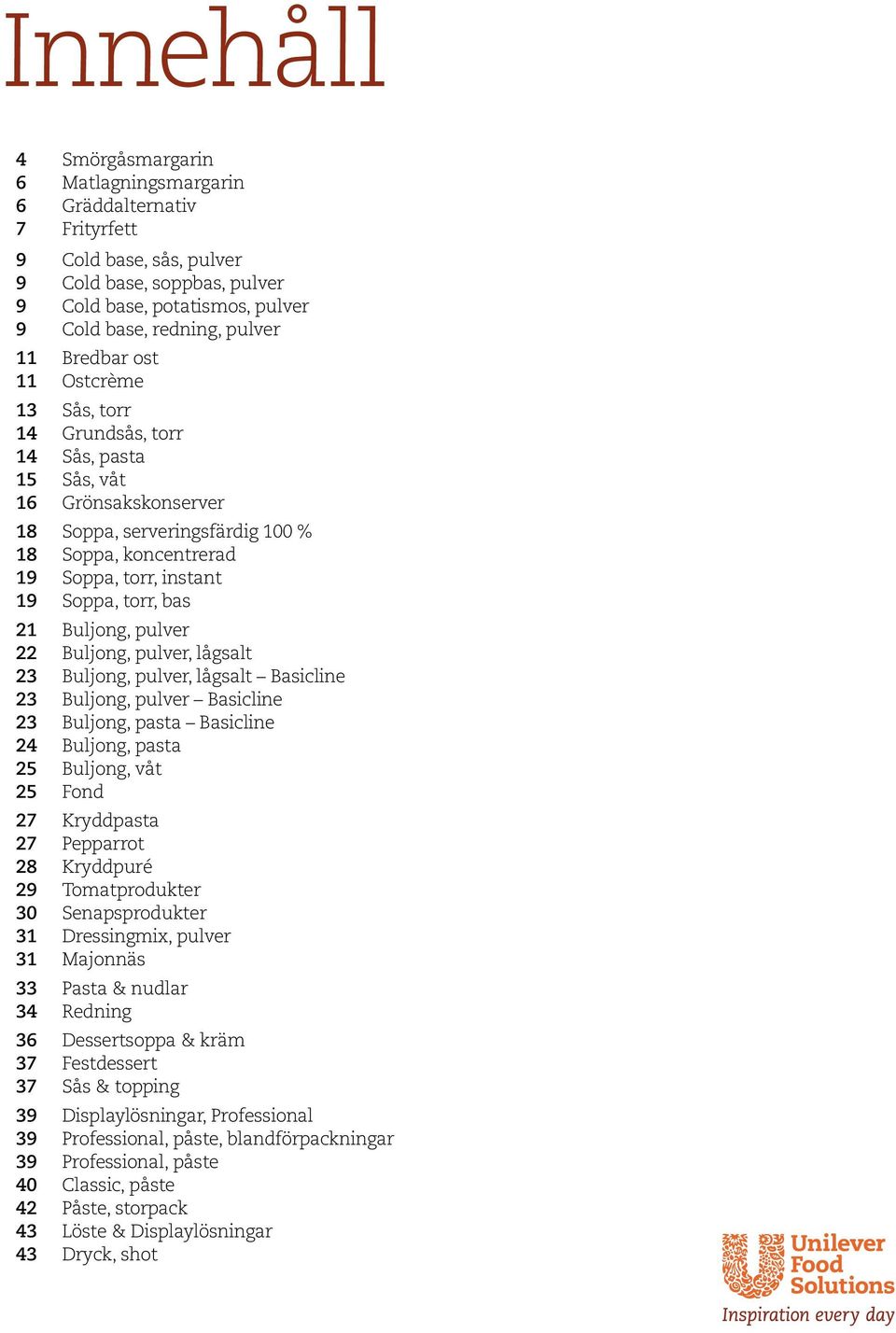 bas 21 Buljong, pulver 22 Buljong, pulver, lågsalt 23 Buljong, pulver, lågsalt Basicline 23 Buljong, pulver Basicline 23 Buljong, pasta Basicline 24 Buljong, pasta 25 Buljong, våt 25 Fond 27