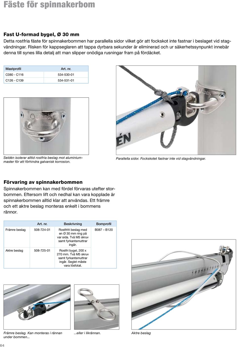 Mastprofil C080 - C116 534-530-01 C126 - C139 534-531-01 Seldén isolerar alltid rostfria beslag mot aluminiuaster för att förhindra galvanisk korrosion. Parallella sidor.