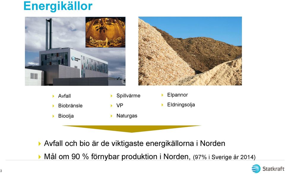 Avfall och bio är de viktigaste energikällorna i Norden