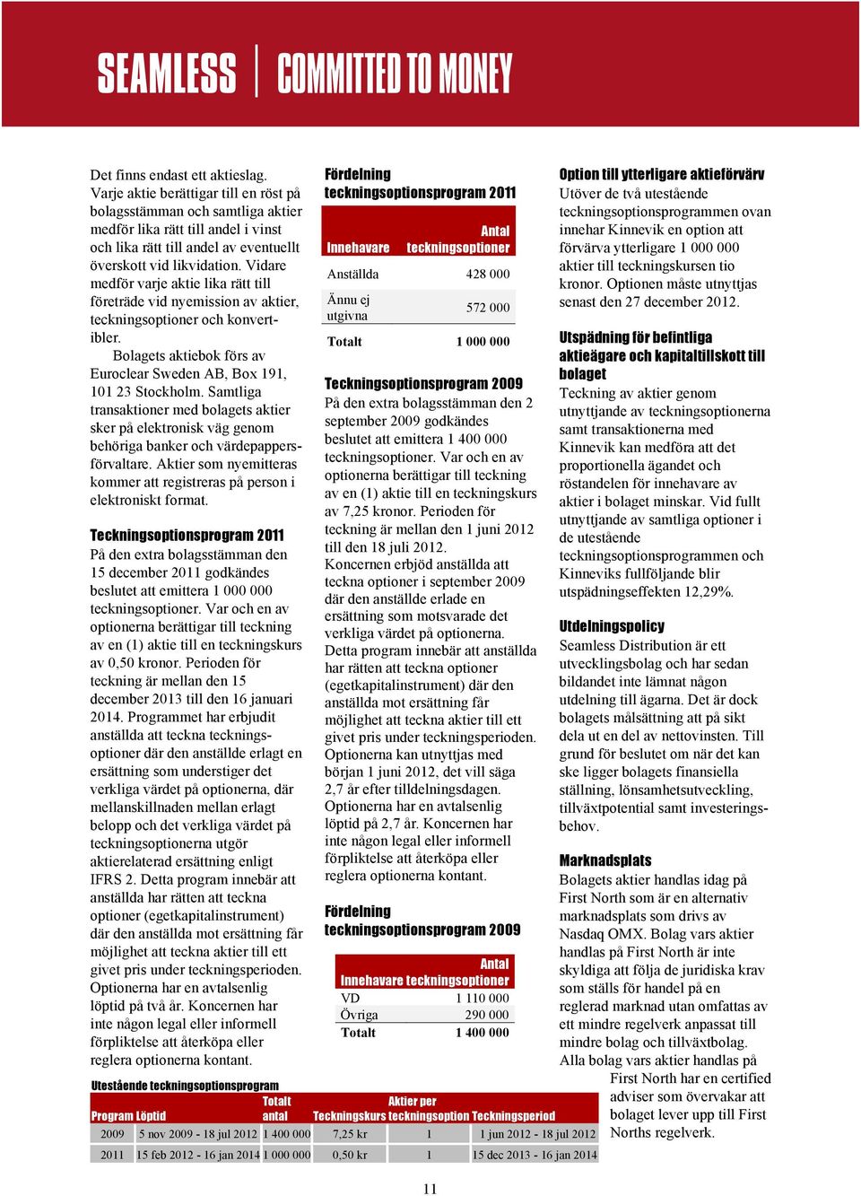 Vidare medför varje aktie lika rätt till företräde vid nyemission av aktier, teckningsoptioner och konvertibler. Bolagets aktiebok förs av Euroclear Sweden AB, Box 191, 101 23 Stockholm.
