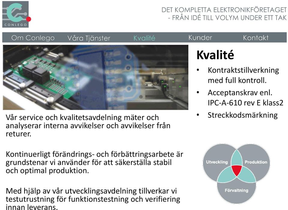 IPC-A-610 rev E klass2 Streckkodsmärkning Kontinuerligt förändrings- och förbättringsarbete är grundstenar vi