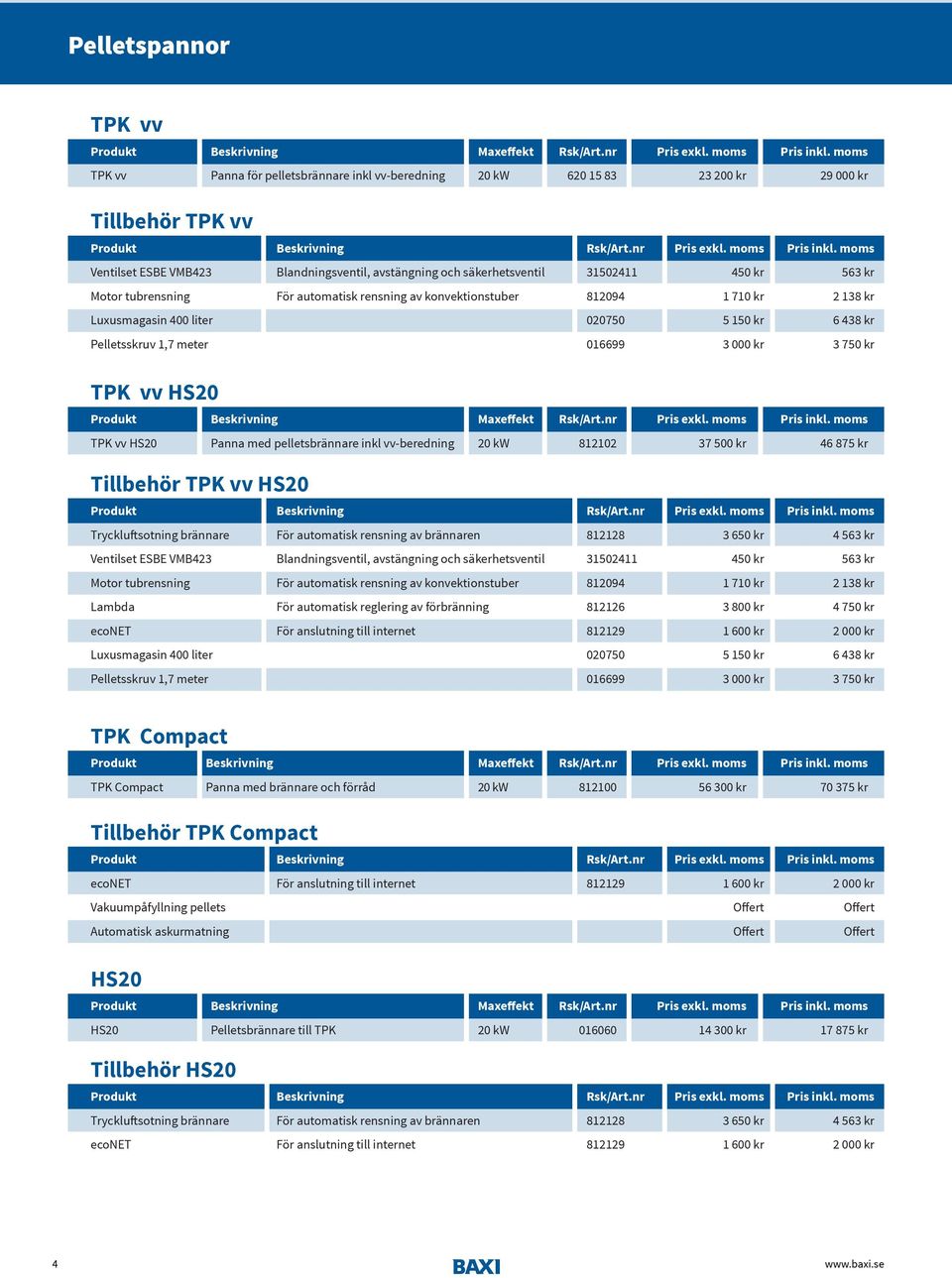 563 kr Motor tubrensning För automatisk rensning av konvektionstuber 812094 1 710 kr 2 138 kr Luxusmagasin 400 liter 020750 5 150 kr 6 438 kr Pelletsskruv 1,7 meter 016699 3 000 kr 3 750 kr TPK vv