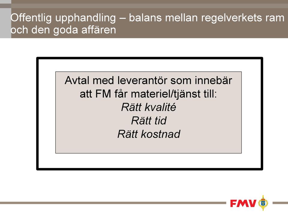 med leverantör som innebär att FM får