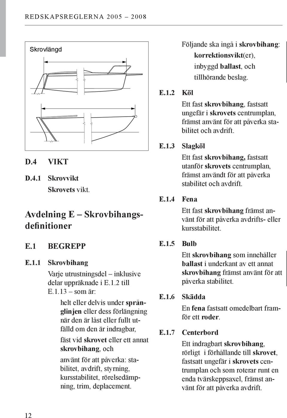 Avdelning E Skrovbihangsdefinitioner E.1 