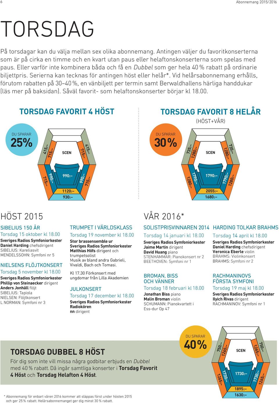 Eller varför inte kombinera båda och få en Dubbel som ger hela 40 % rabatt på ordinarie biljettpris. Serierna kan tecknas för antingen höst eller helår*.