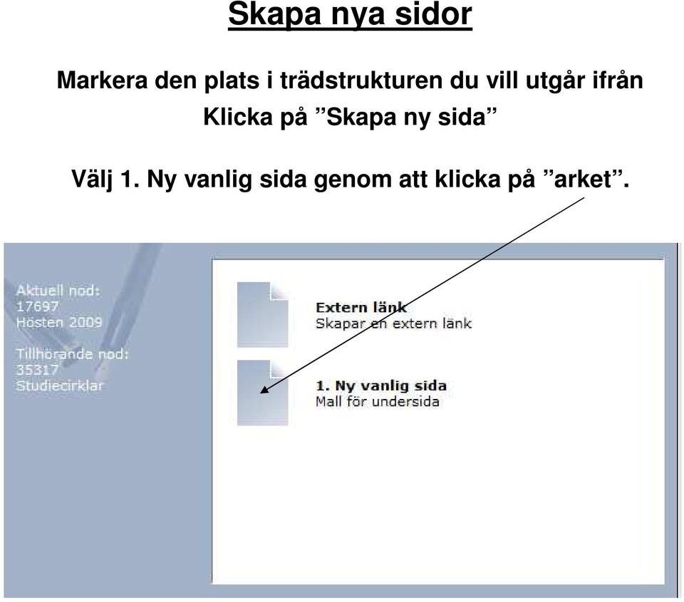 Klicka på Skapa ny sida Välj 1.