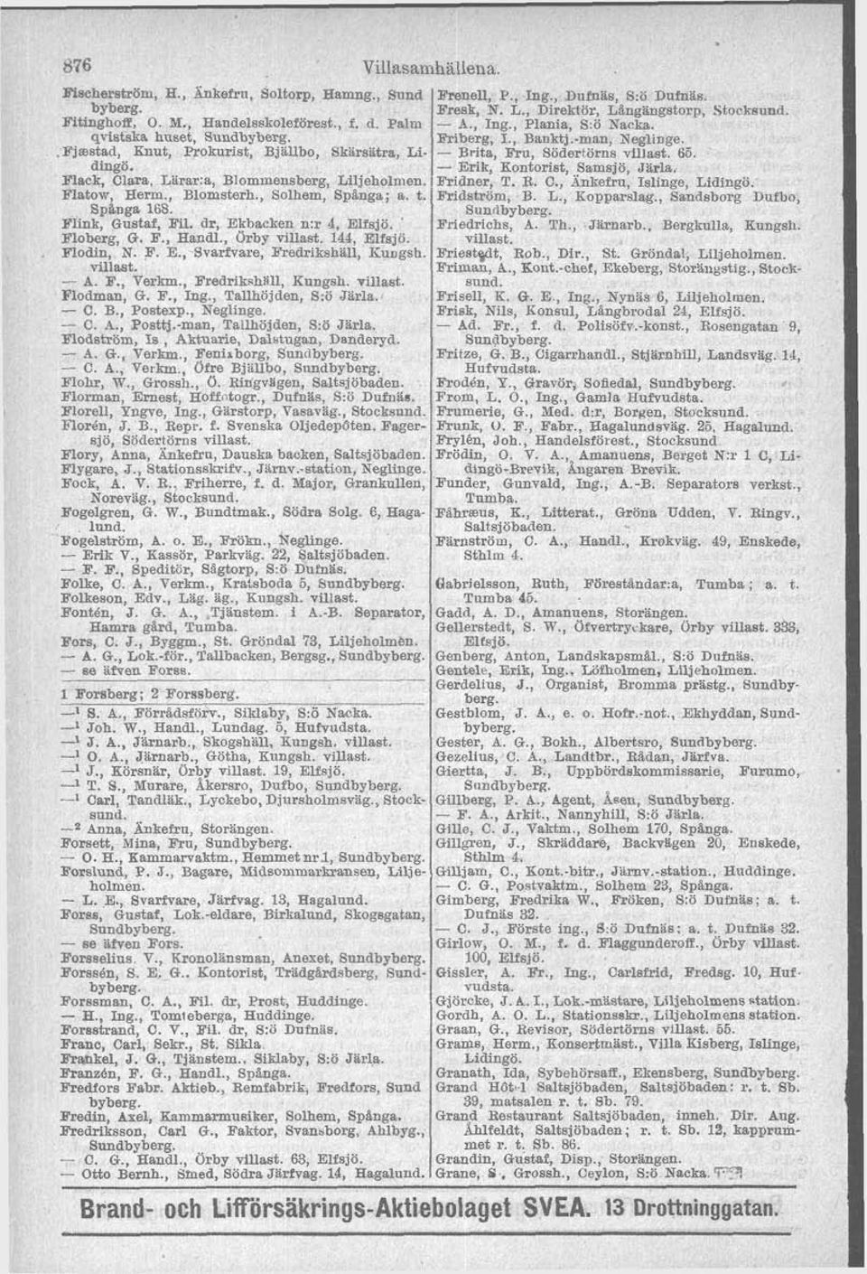 F. E.. Svarfvare. Fredrikshall.. Kunesh. Friest@t, Rob., Dir., St. Gröndal, Liljeholmen. viiiaat. ' ' Friman, A., Kont.-chef, Ekeberg, Stor'aii~stig., Stork- - A. F., Verkm., Fredriksh611, Kungsh.