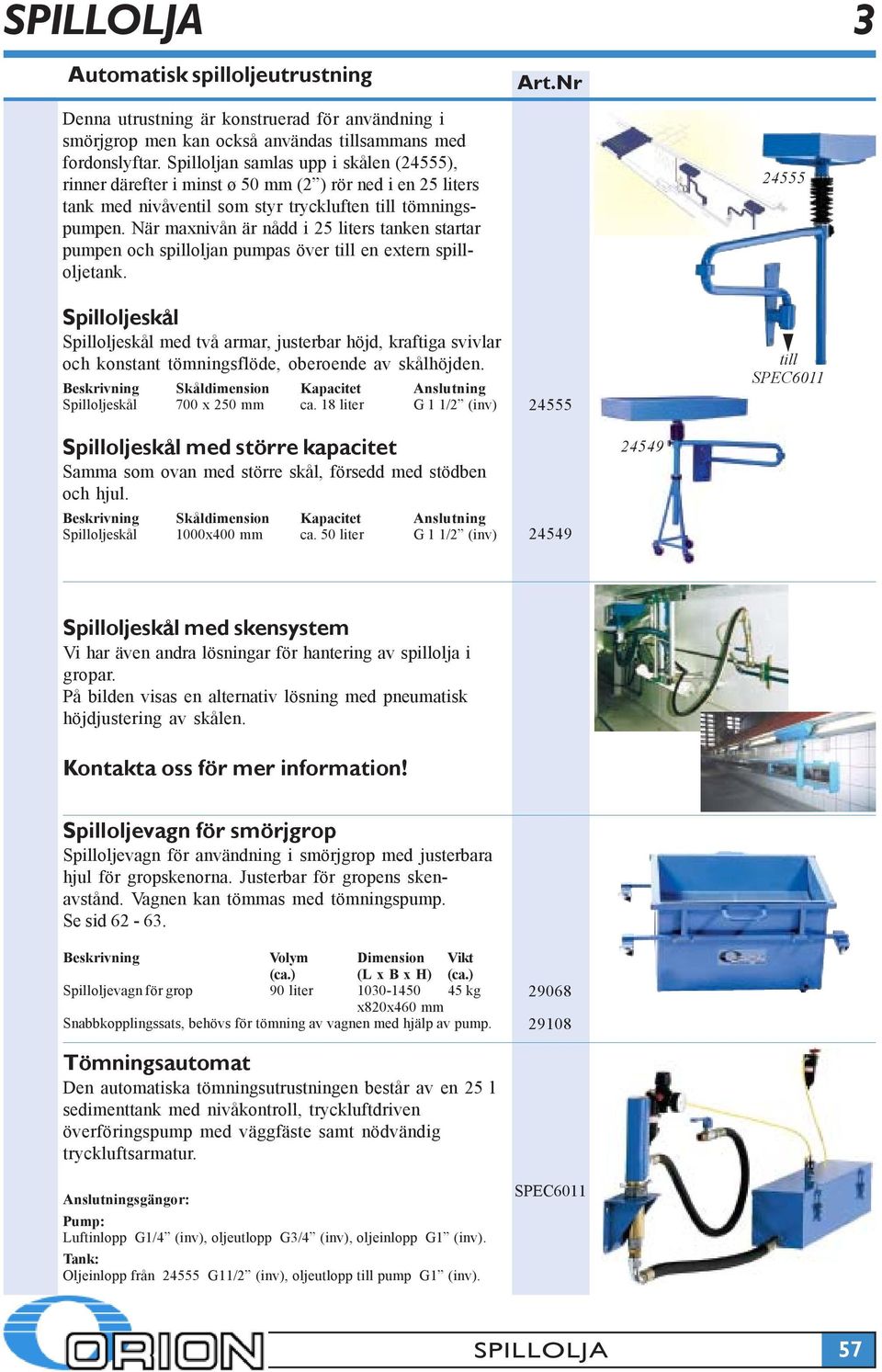 När maxnivån är nådd i 25 liters tanken startar pumpen och spilloljan pumpas över till en extern spilloljetank.