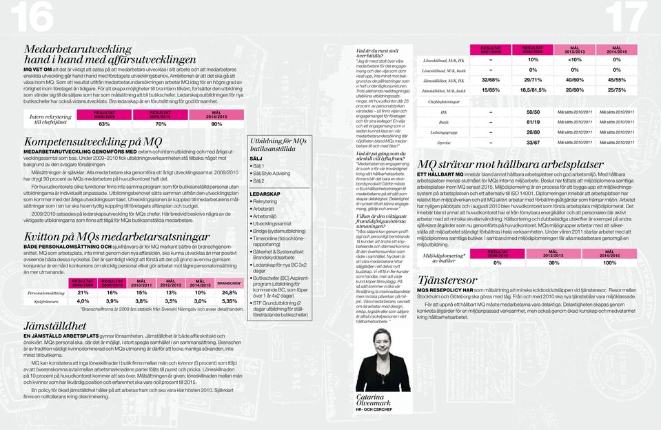 Ambitionen är att det ska gå att växa inom MQ. Som ett resultat utifrån medarbetarundersökningen arbetar MQ idag för en högre grad av rörlighet inom företaget än tidigare.