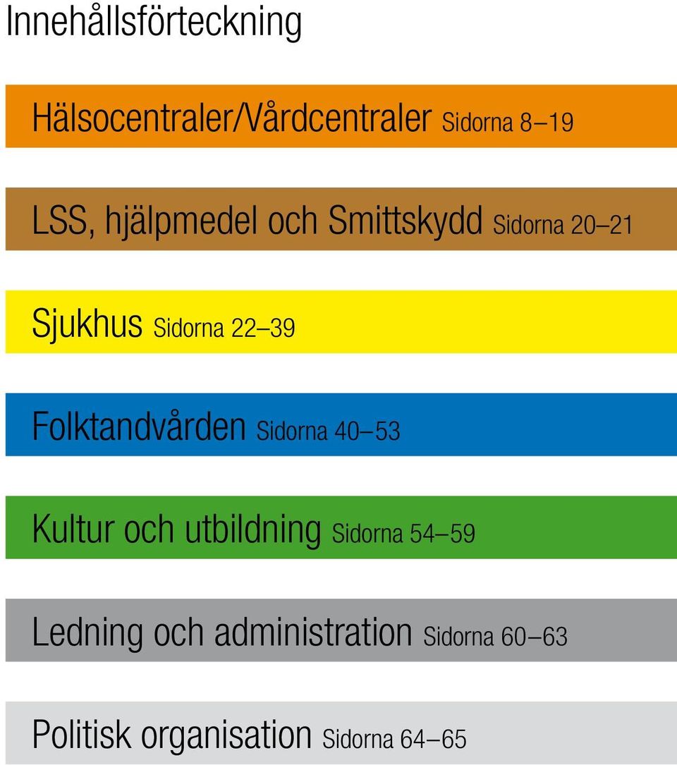 och utbildning Sidorna 54 59 Ledning och administration Sidorna 60 63 Politisk