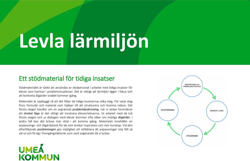 För varje steg finns formulär och material som hjälper till att strukturera och komma vidare.