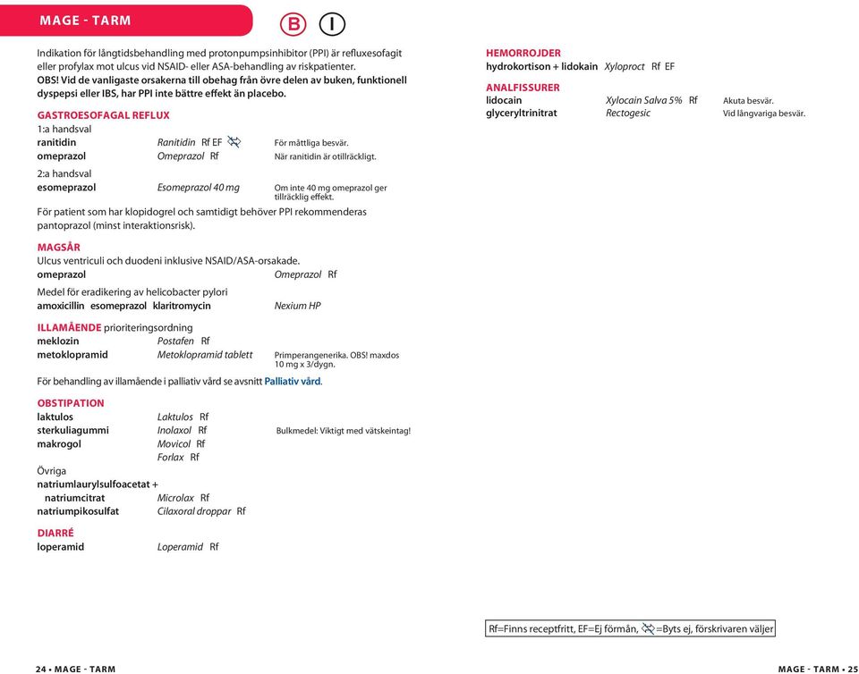 gastroesofagal reflux 1:a handsval ranitidin Ranitidin Rf EF För måttliga besvär. omeprazol Omeprazol Rf När ranitidin är otillräckligt.