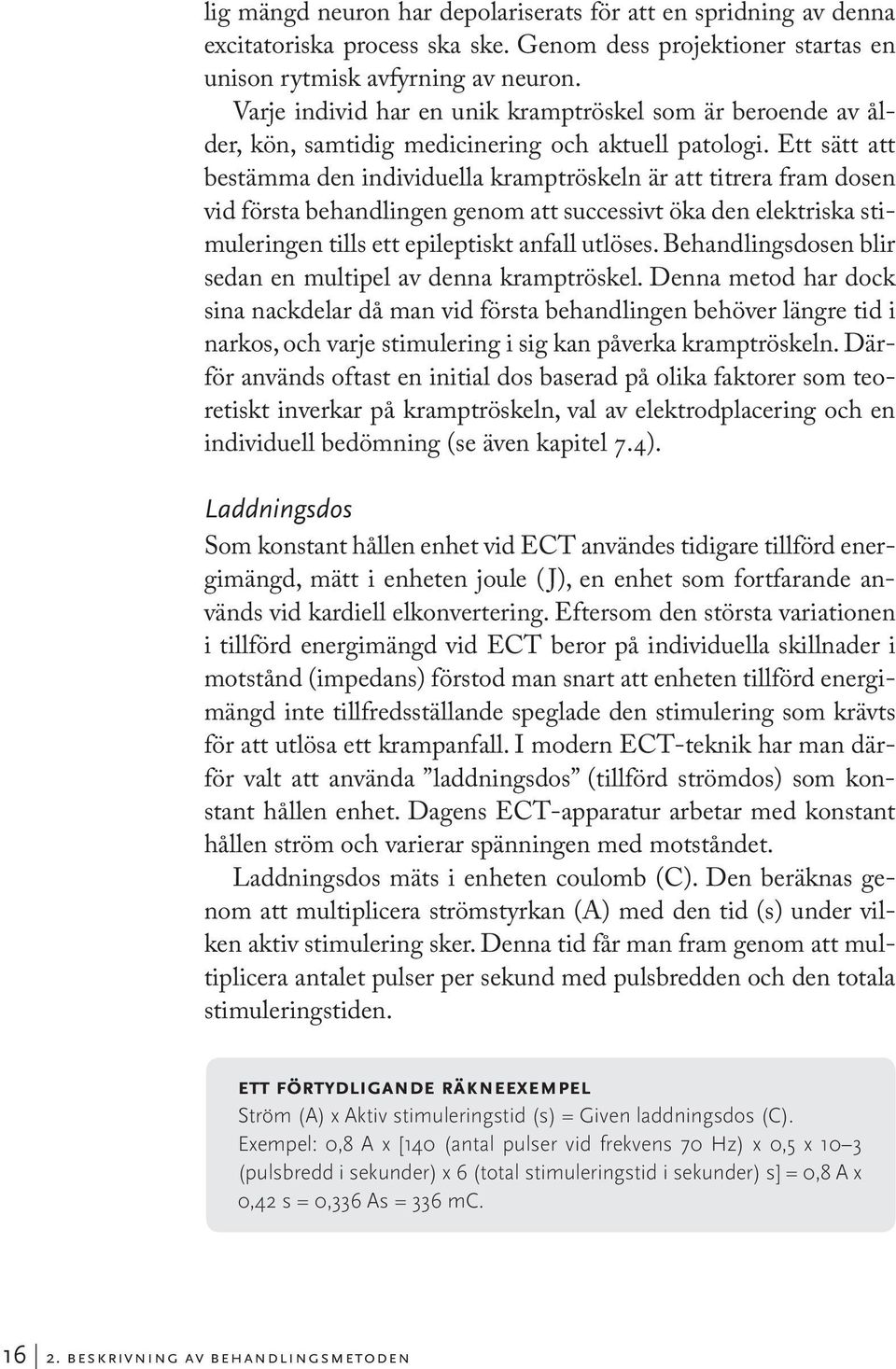 Ett sätt att bestämma den individuella kramptröskeln är att titrera fram dosen vid första behandlingen genom att successivt öka den elektriska stimuleringen tills ett epileptiskt anfall utlöses.