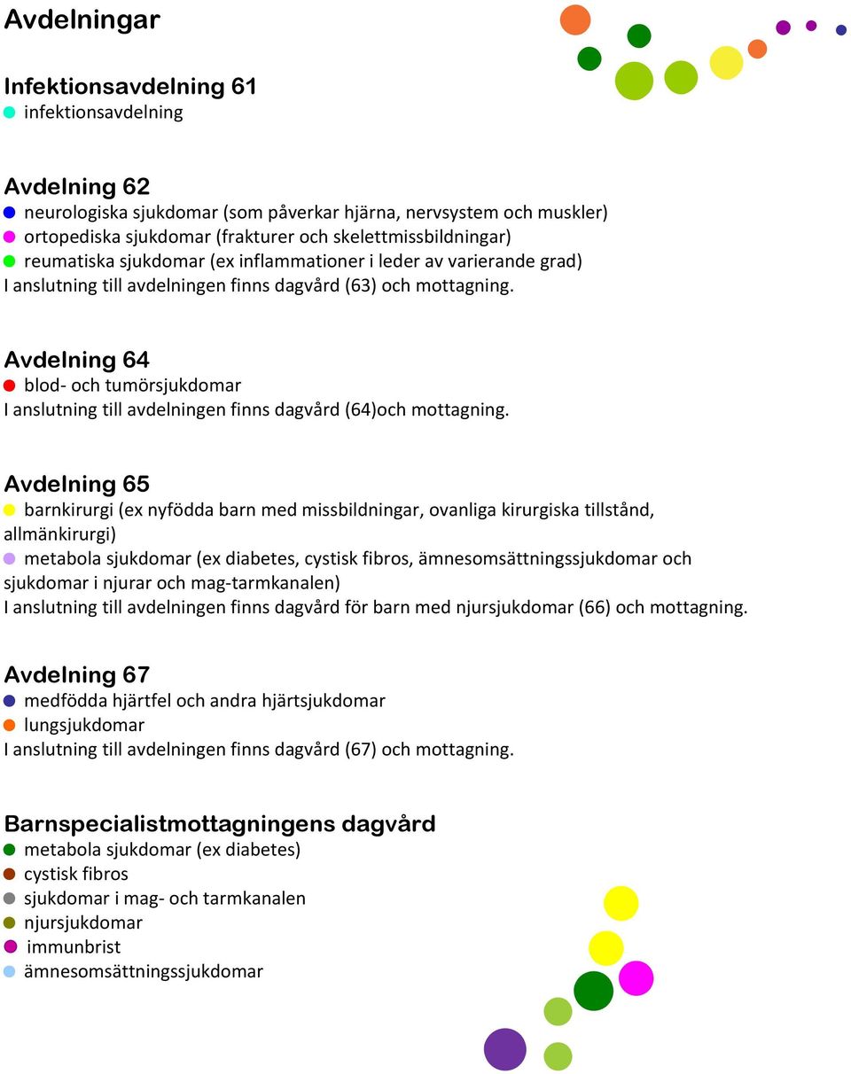 Avdelning 64 blod och tumörsjukdomar I anslutning till avdelningen finns dagvård (64)och mottagning.