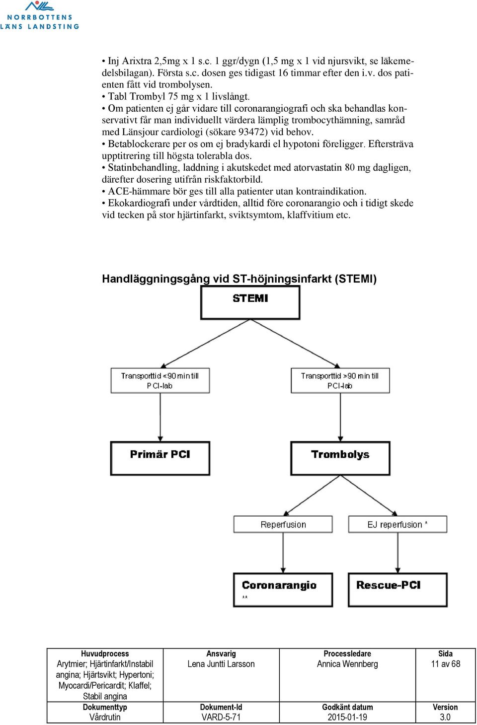 Om patienten ej går vidare till coronarangiografi och ska behandlas konservativt får man individuellt värdera lämplig trombocythämning, samråd med Länsjour cardiologi (sökare 93472) vid behov.