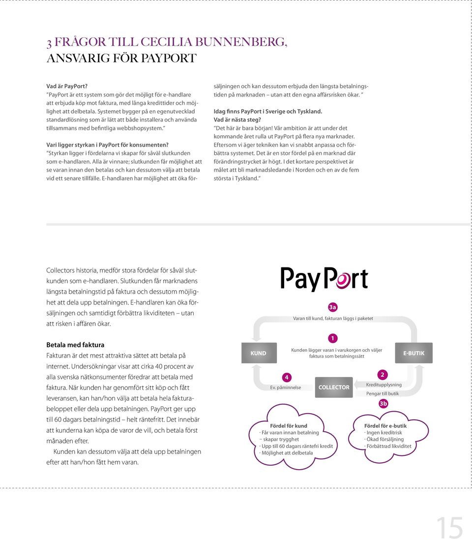 Systemet bygger på en egenutvecklad standardlösning som är lätt att både installera och använda tillsammans med befintliga webbshopsystem. Vari ligger styrkan i PayPort för konsumenten?