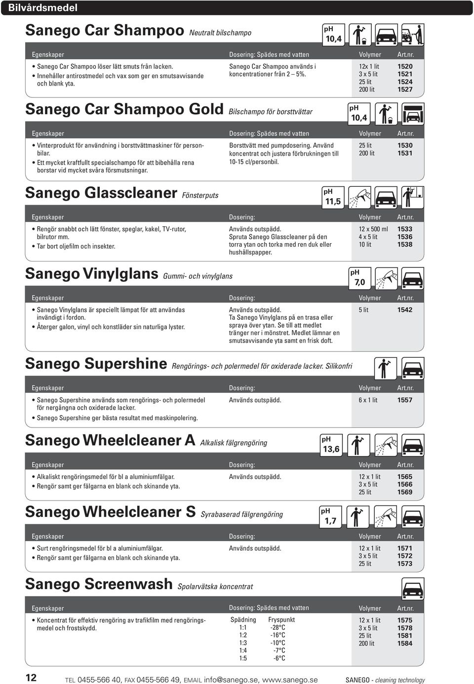 12x 1 lit 1520 3 x 5 lit 1521 25 lit 1524 200 lit 1527 Sanego Car Shampoo Gold Bilschampo för borsttvättar 10,4 Vinterprodukt för användning i borsttvättmaskiner för personbilar.