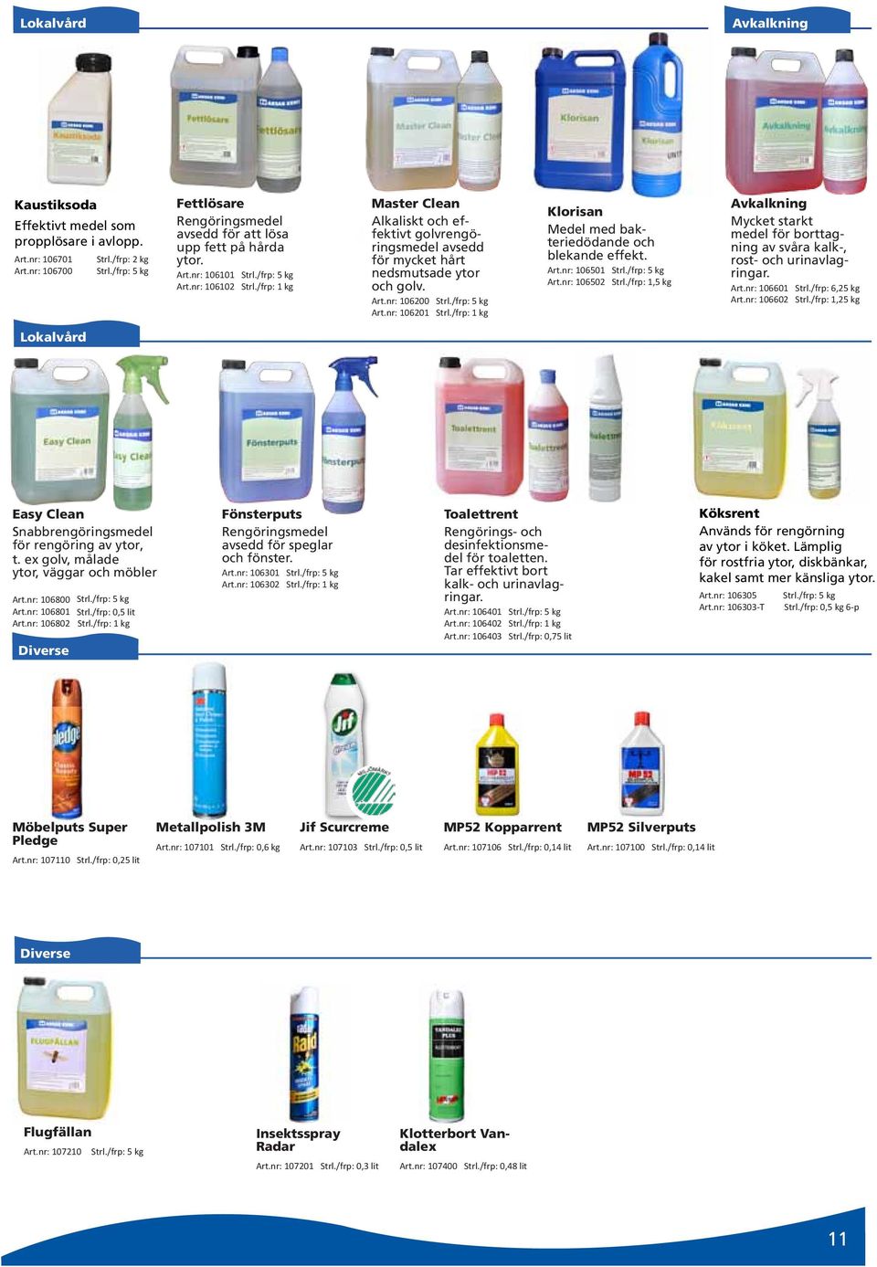 /frp: 1 kg Master Clean Alkaliskt och effektivt golvrengöringsmedel avsedd för mycket hårt nedsmutsade ytor och golv. Art.nr: 106200 Strl./frp: 5 kg Art.nr: 106201 Strl.