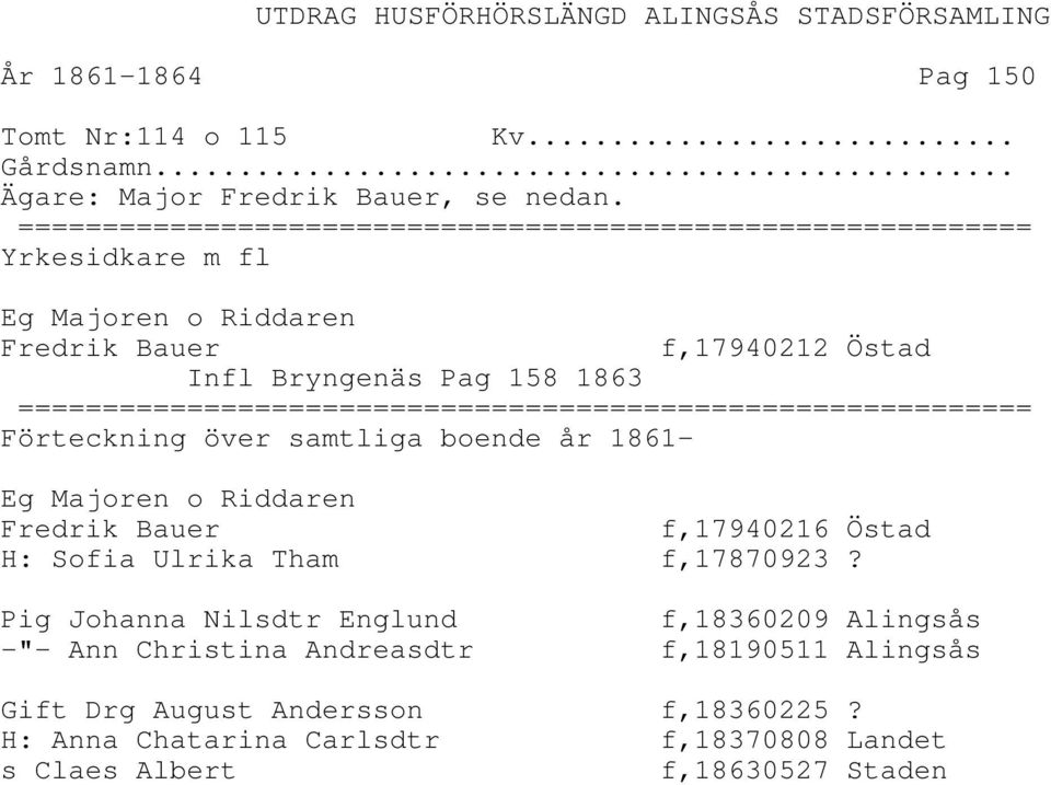 Bauer f,17940216 Östad H: Sofia Ulrika Tham f,17870923?