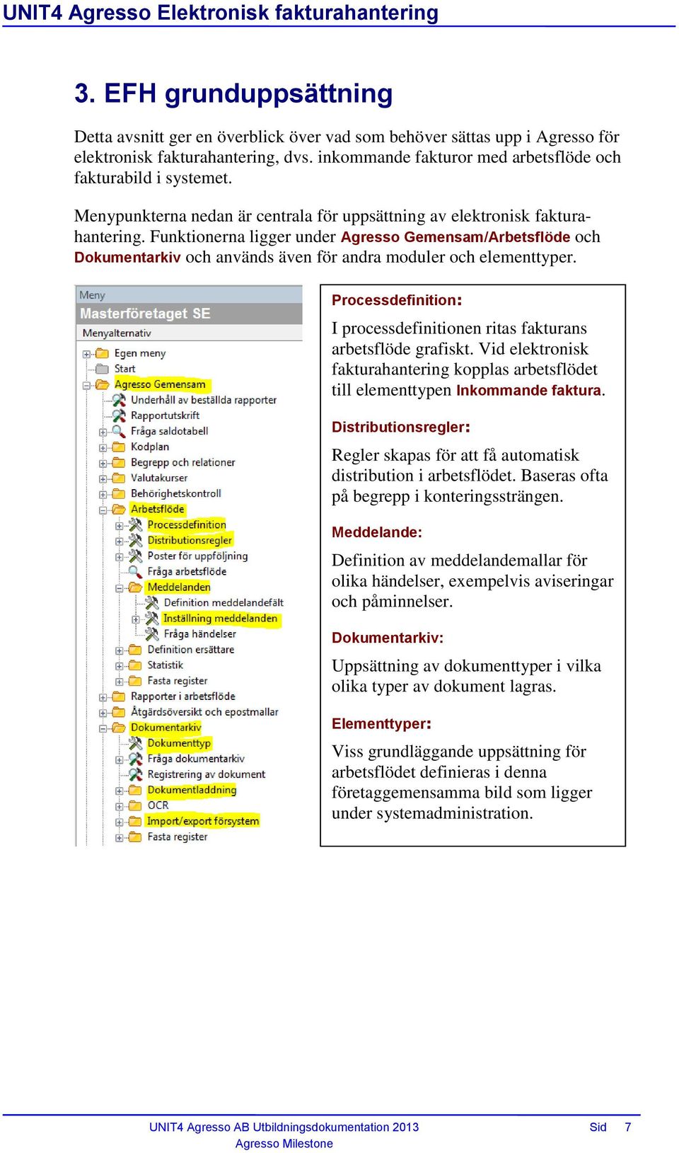 Funktionerna ligger under Agresso Gemensam/Arbetsflöde och Dokumentarkiv och används även för andra moduler och elementtyper.