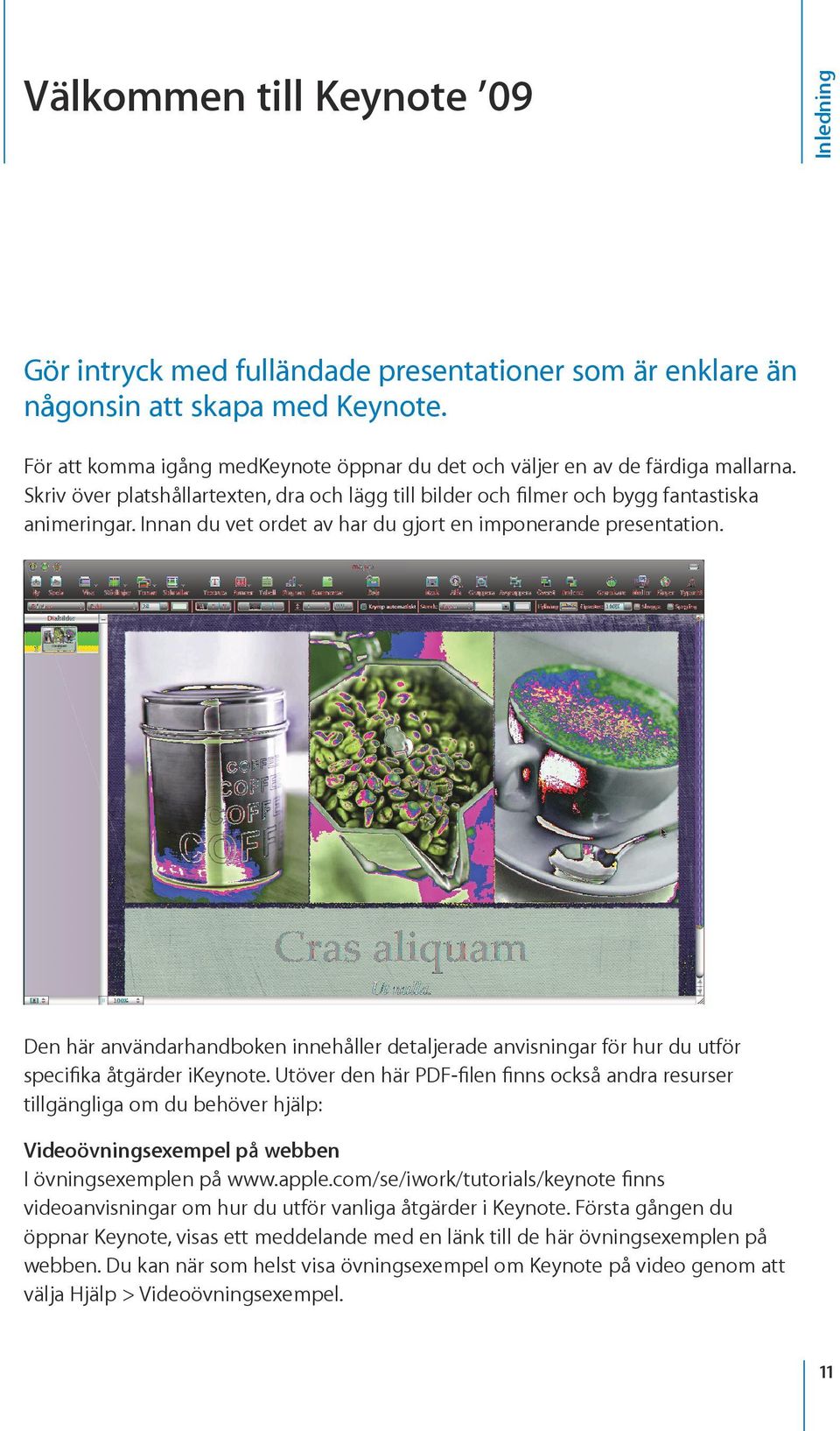 Innan du vet ordet av har du gjort en imponerande presentation. Den här användarhandboken innehåller detaljerade anvisningar för hur du utför specifika åtgärder ikeynote.