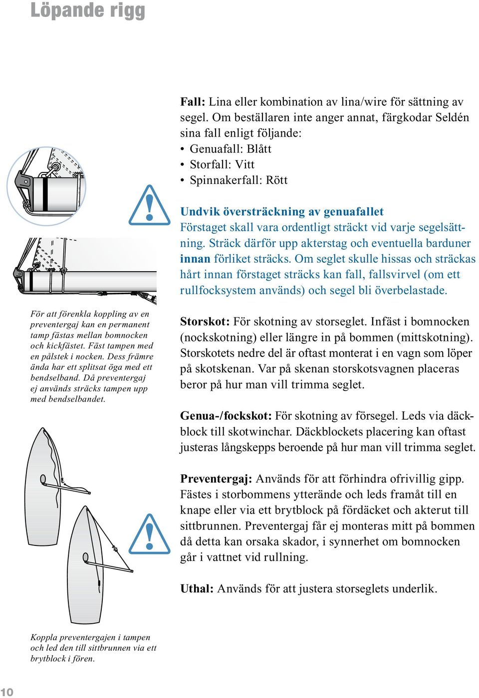 sträckt vid varje segelsättning. Sträck därför upp akterstag och eventuella barduner innan förliket sträcks.