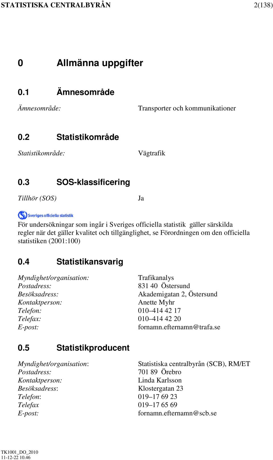 officiella statistiken (2001:100) 0.