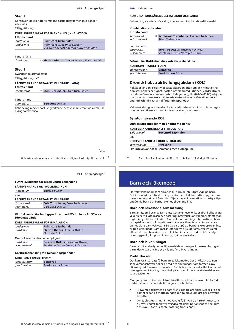 LÅNGVERKANDE BETA-2-STIMULERARE (LABA) formoterol Oxis Turbuhaler, Oxez Turbuhaler salmeterol Serevent Diskus Behandling med enbart långverkande beta-2-stimulerare vid astma ska aldrig förekomma.