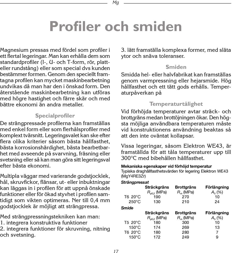 Genom den speciellt framtagna profilen kan mycket maskinbearbetning undvikas då man har den i önskad form.